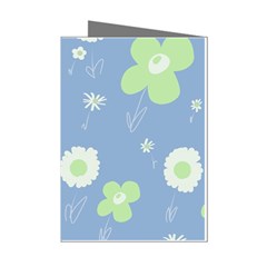 Daisy Flowers Pastel Green White Blue  Mini Greeting Cards (pkg Of 8) by Mazipoodles