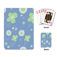 Daisy Flowers Pastel Green White Blue  Playing Cards Single Design (rectangle) by Mazipoodles