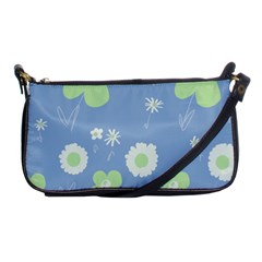 Daisy Flowers Pastel Green White Blue  Shoulder Clutch Bag by Mazipoodles