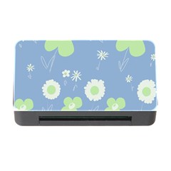 Daisy Flowers Pastel Green White Blue  Memory Card Reader With Cf by Mazipoodles