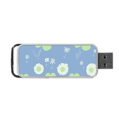 Daisy Flowers Pastel Green White Blue  Portable Usb Flash (one Side) by Mazipoodles