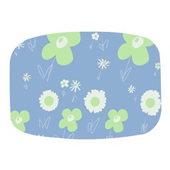 Daisy Flowers Pastel Green White Blue  Mini Square Pill Box by Mazipoodles