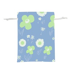 Daisy Flowers Pastel Green White Blue  Lightweight Drawstring Pouch (m) by Mazipoodles