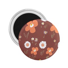 Daisy Flowers Coral White Green Brown  2 25  Magnets by Mazipoodles