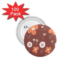 Daisy Flowers Coral White Green Brown  1 75  Buttons (100 Pack)  by Mazipoodles