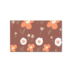 Daisy Flowers Coral White Green Brown  Sticker (rectangular) by Mazipoodles