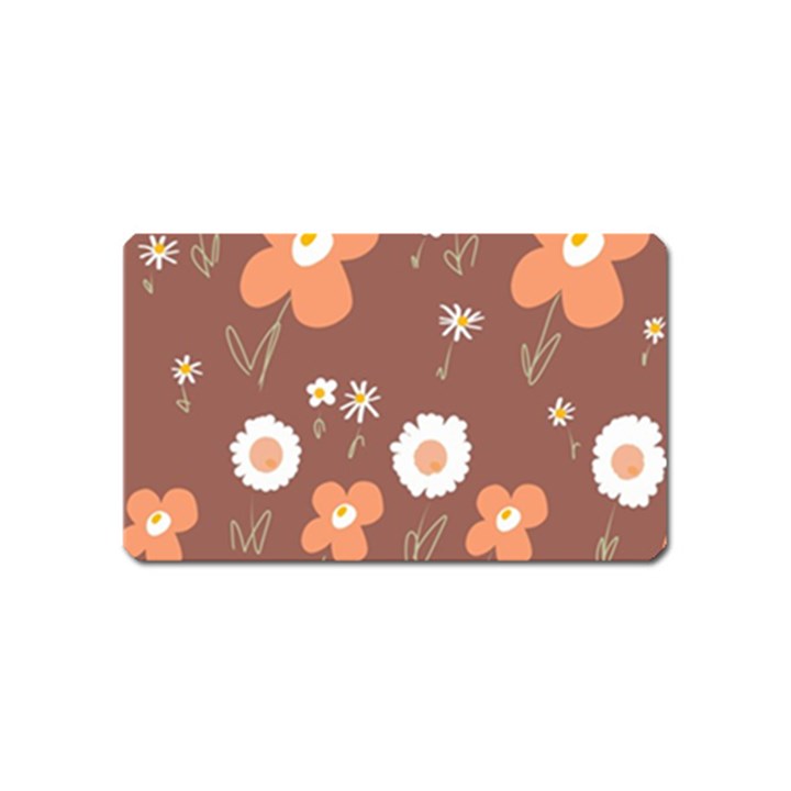 Daisy Flowers Coral White Green Brown  Magnet (Name Card)