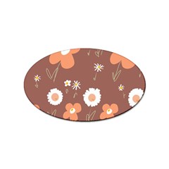 Daisy Flowers Coral White Green Brown  Sticker Oval (10 Pack) by Mazipoodles