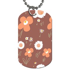 Daisy Flowers Coral White Green Brown  Dog Tag (two Sides) by Mazipoodles