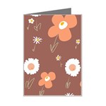 Daisy Flowers Coral White Green Brown  Mini Greeting Card Left