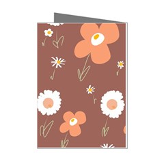 Daisy Flowers Coral White Green Brown  Mini Greeting Cards (pkg Of 8) by Mazipoodles