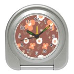 Daisy Flowers Coral White Green Brown  Travel Alarm Clock Front