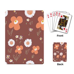 Daisy Flowers Coral White Green Brown  Playing Cards Single Design (rectangle) by Mazipoodles