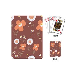 Daisy Flowers Coral White Green Brown  Playing Cards Single Design (mini) by Mazipoodles