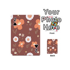 Daisy Flowers Coral White Green Brown  Playing Cards 54 Designs (mini) by Mazipoodles