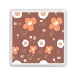 Daisy Flowers Coral White Green Brown  Memory Card Reader (Square) Front