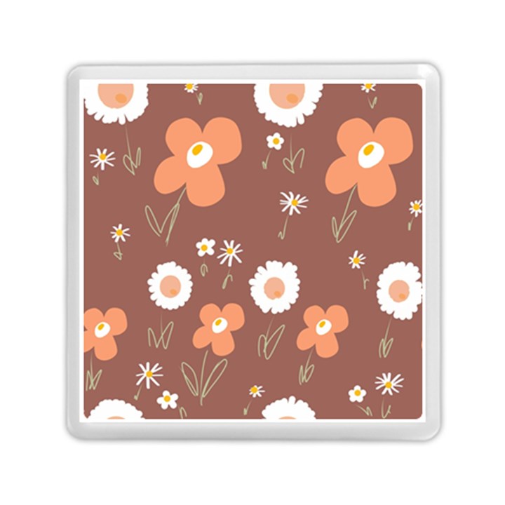 Daisy Flowers Coral White Green Brown  Memory Card Reader (Square)