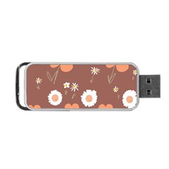 Daisy Flowers Coral White Green Brown  Portable Usb Flash (one Side) by Mazipoodles