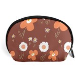 Daisy Flowers Coral White Green Brown  Accessory Pouch (Large) Front