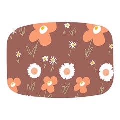 Daisy Flowers Coral White Green Brown  Mini Square Pill Box by Mazipoodles