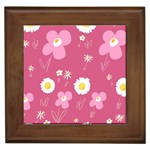 Daisy Flowers Pink White Yellow Dusty Pink Framed Tile Front