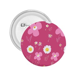 Daisy Flowers Pink White Yellow Dusty Pink 2 25  Buttons by Mazipoodles