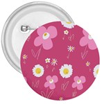 Daisy Flowers Pink White Yellow Dusty Pink 3  Buttons Front