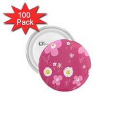 Daisy Flowers Pink White Yellow Dusty Pink 1 75  Buttons (100 Pack)  by Mazipoodles