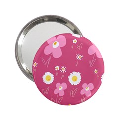 Daisy Flowers Pink White Yellow Dusty Pink 2 25  Handbag Mirrors by Mazipoodles