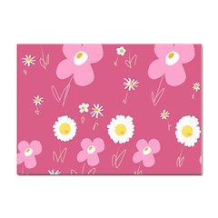 Daisy Flowers Pink White Yellow Dusty Pink Sticker A4 (10 Pack) by Mazipoodles