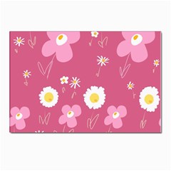 Daisy Flowers Pink White Yellow Dusty Pink Postcard 4 x 6  (pkg Of 10) by Mazipoodles