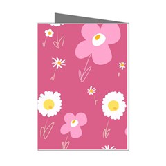 Daisy Flowers Pink White Yellow Dusty Pink Mini Greeting Cards (pkg Of 8) by Mazipoodles