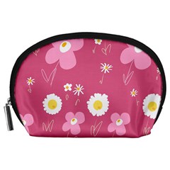 Daisy Flowers Pink White Yellow Dusty Pink Accessory Pouch (large) by Mazipoodles