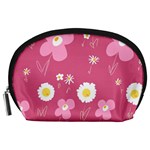 Daisy Flowers Pink White Yellow Dusty Pink Accessory Pouch (Large) Front