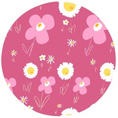 Daisy Flowers Pink White Yellow Dusty Pink Wooden Bottle Opener (round) by Mazipoodles