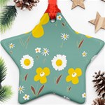 Daisy Flowers Yellow White Brown Sage Green  Ornament (Star) Front