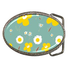 Daisy Flowers Yellow White Brown Sage Green  Belt Buckles by Mazipoodles