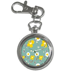 Daisy Flowers Yellow White Brown Sage Green  Key Chain Watches by Mazipoodles