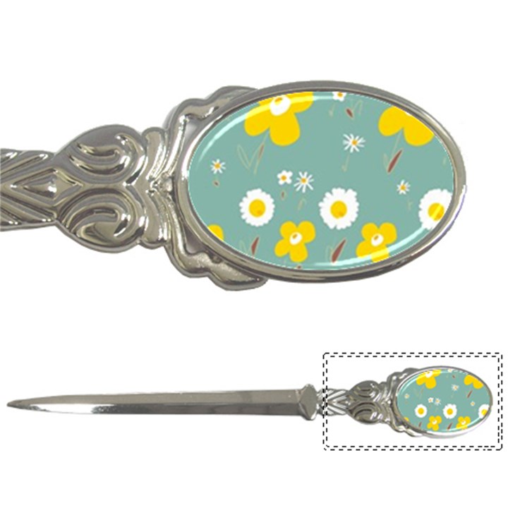 Daisy Flowers Yellow White Brown Sage Green  Letter Opener