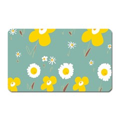 Daisy Flowers Yellow White Brown Sage Green  Magnet (rectangular) by Mazipoodles