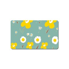 Daisy Flowers Yellow White Brown Sage Green  Magnet (name Card) by Mazipoodles