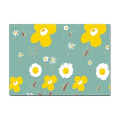 Daisy Flowers Yellow White Brown Sage Green  Sticker A4 (10 Pack) by Mazipoodles