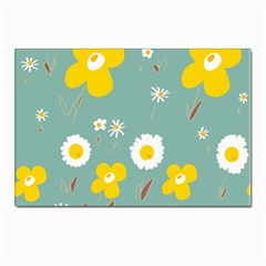 Daisy Flowers Yellow White Brown Sage Green  Postcard 4 x 6  (pkg Of 10) by Mazipoodles