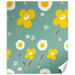 Daisy Flowers Yellow White Brown Sage Green  Canvas 8  X 10  by Mazipoodles