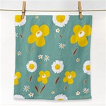 Daisy Flowers Yellow White Brown Sage Green  Face Towel Front