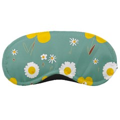 Daisy Flowers Yellow White Brown Sage Green  Sleeping Mask by Mazipoodles