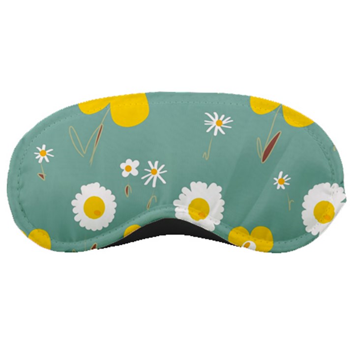 Daisy Flowers Yellow White Brown Sage Green  Sleeping Mask