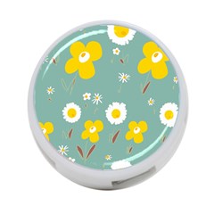 Daisy Flowers Yellow White Brown Sage Green  4-port Usb Hub (one Side) by Mazipoodles