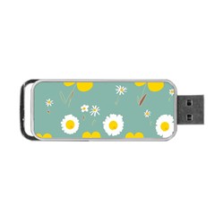 Daisy Flowers Yellow White Brown Sage Green  Portable Usb Flash (one Side) by Mazipoodles