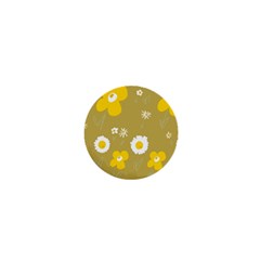 Daisy Flowers Yellow White Olive  1  Mini Buttons by Mazipoodles